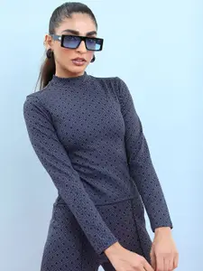 Tokyo Talkies Printed High Neck Top