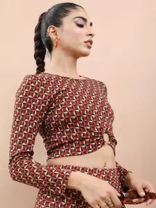 Tokyo Talkies Geometric Print Crop Top