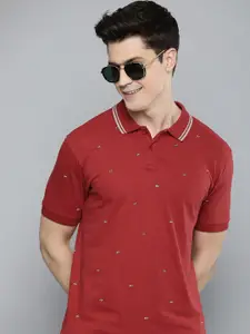 HERE&NOW Graphic Printed Polo Collar Pure Cotton T-shirt