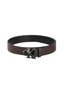 Calvin Klein Men Solid Belt With Brand Logo Buckle