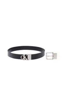 Calvin Klein Men Brand Logo Self Design Leather Belt