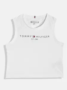 Tommy Hilfiger Girls Brand Logo Printed Pure Cotton T-shirt