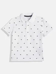 Tommy Hilfiger Boys Brand Logo Print Polo Collar Pure Cotton T-shirt