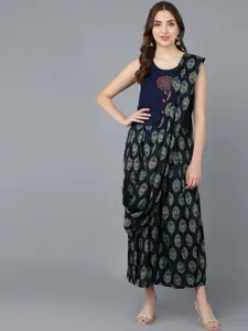VAHSON Women Embroidered Top with Printed Palazzos & Attached Dupatta
