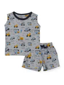 Gini and Jony Infant Boys Printed Pure Cotton T-shirt with Shorts