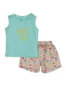 Gini and Jony Infant Boys Printed Pure Cotton T-shirt with Shorts