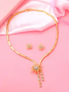 Estele Gold Plated Flower Designer Necklace Set