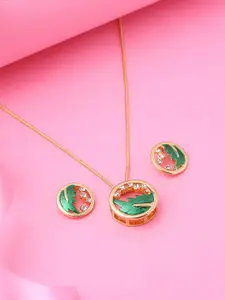 Estele Gold-Plated & Crystal Studded Pendant Set