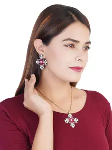 Estele Gold Plated Flower Designer Kundan Necklace Set