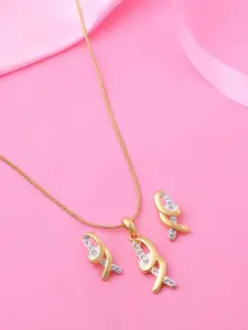 Estele Gold Plated Dazzling Necklace Set with Crystals