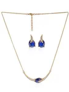 Estele Gold Plated Beautiful Necklace set with Crystals