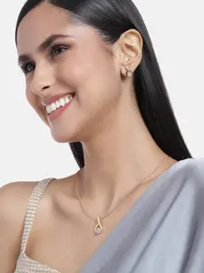 Estele Gold Plated CZ Jasmine Flower Designer Necklace Set