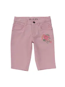 Gini and Jony Girls Floral Embroidered Slim Fit Denim Shorts