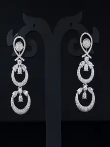 I Jewels AD Stone studded Contemporary Drop Earrings