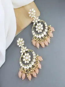 I Jewels Kundan Pearl Floral Chandbalis Earrings
