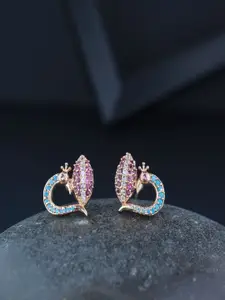 I Jewels Peacock Shaped AD Studs Earrings