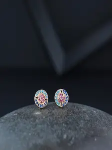 I Jewels Rose Gold-Plated Contemporary Studs Earrings
