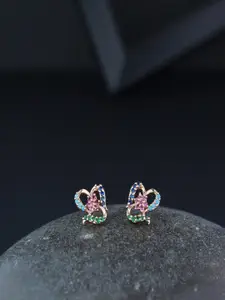I Jewels Rose Gold-Plated Contemporary Studs Earrings