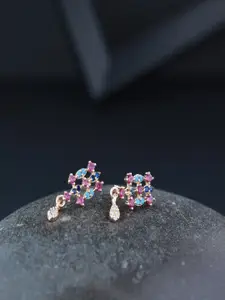 I Jewels Rose Gold Plated Contemporary Studs Earrings