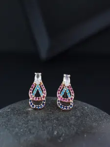 I Jewels Rose Gold Plated Contemporary Studs Earrings