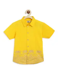 Tiber Taber Boys Yellow Casual Shirt