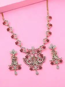 Estele Gold Plated Antique Shimmering Laxmi Ji Designer Necklace Set