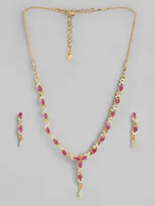Estele Gold Plated Dazzling Kundan Necklace Set