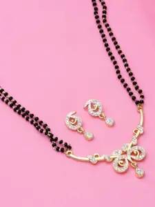 Estele Gold & Rhodium Plated Butterfly Designer Mangalsutra Necklaces Set