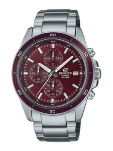 CASIO Men EDifice EFR-526D-5CVUDF Red Analog Dial Silver Stainless Steel Band ED569
