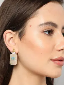 SOHI Gold-Plated Contemporary Drop Earrings