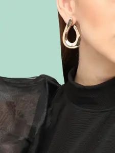 SOHI Gold-Plated Contemporary Drop Earrings