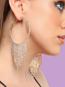 SOHI Gold-Plated Stone Studded Circular Hoop Earrings