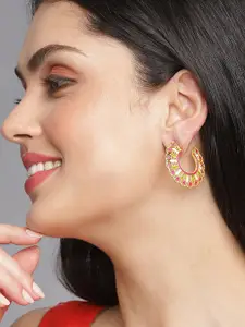 SOHI Gold-Plated Contemporary Half Hoop Earrings