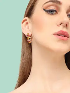 SOHI Gold-Plated Contemporary Half Hoop Earrings