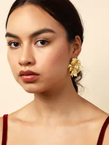 SOHI Gold-Plated Floral Drop Earrings