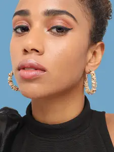 SOHI Gold-Plated Contemporary Hoop Earrings