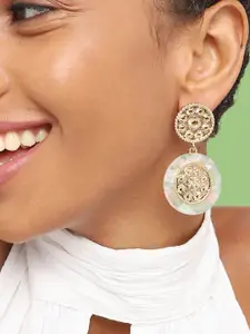 SOHI Gold-Plated Contemporary Drop Earrings