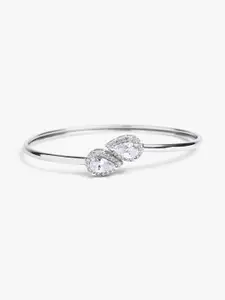 Mikoto by FableStreet Women Sterling Silver Cubic Zirconia Rhodium-Plated Cuff Bracelet
