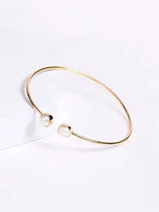 Mikoto by FableStreet Women Sterling Silver Pearls Gold-Plated Cuff Bracelet