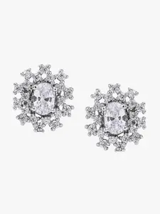 March by FableStreet Silver-Toned Contemporary Studs Earrings