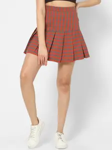 VASTRADO Striped Patterned Pure Cotton A-Line Above-Knee Length Flared Skirts