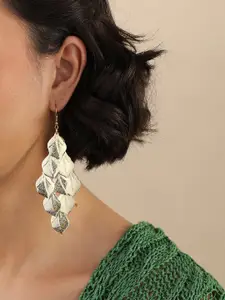 SOHI Gold-Plated Leaf Shaped Drop Earrings