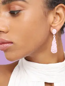 SOHI Women Silver-Plated Teardrop Shaped Drop Earrings