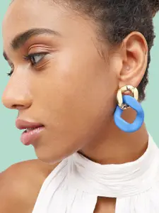 SOHI Gold-Plated Contemporary Drop Earrings