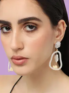 SOHI Gold Plated Contemporary Drop Earrings