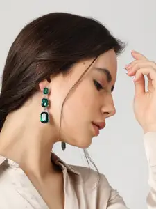 SOHI Gold-Plated Contemporary Drop Earrings