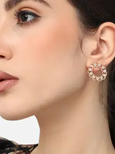 SOHI Gold-Plated Contemporary Studs Earrings