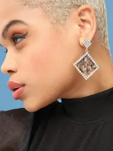 SOHI Gold-Plated Contemporary Drop Earrings