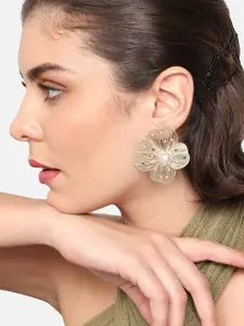 SOHI Gold-Plated Floral Studs Earrings