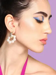 SOHI Gold-Plated Contemporary Drop Earrings